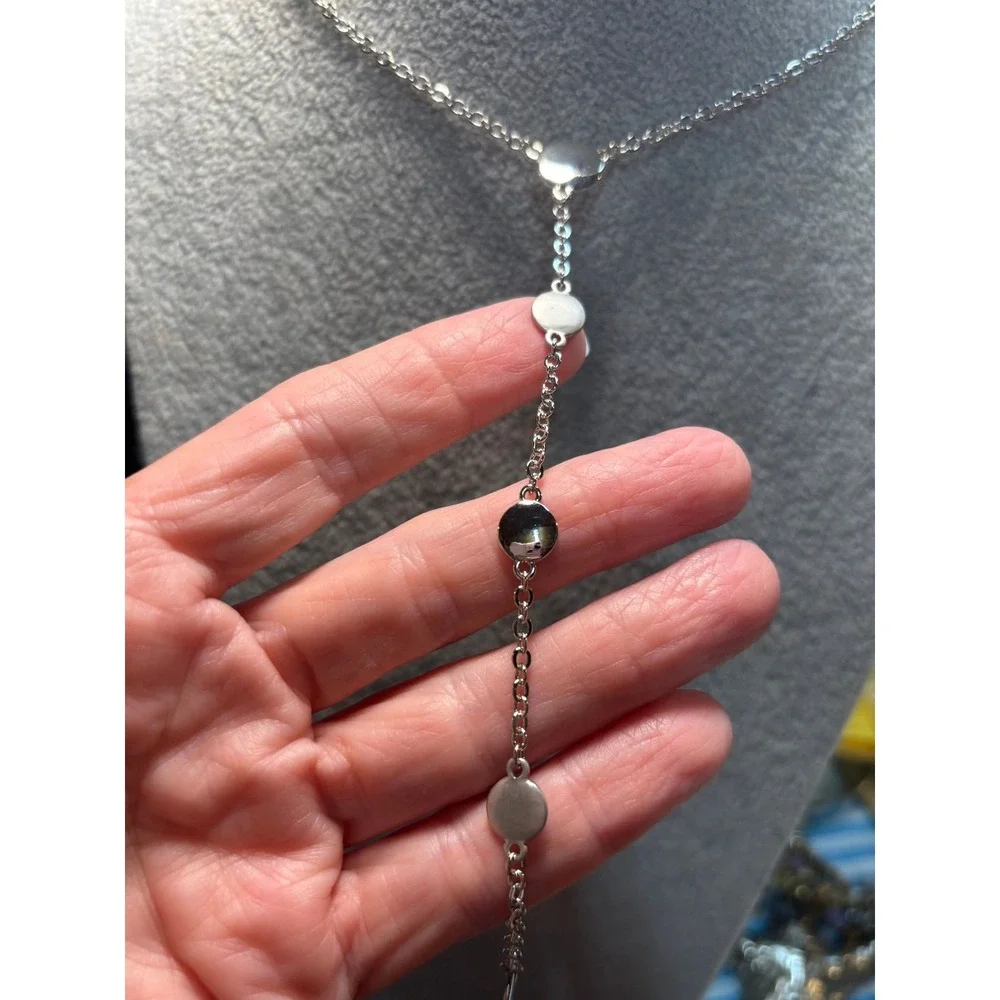 #79. Silver-tone Y-shaped Lariat Necklace